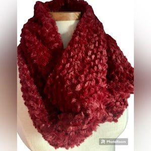 Faux Fur Red Infinity Scarf